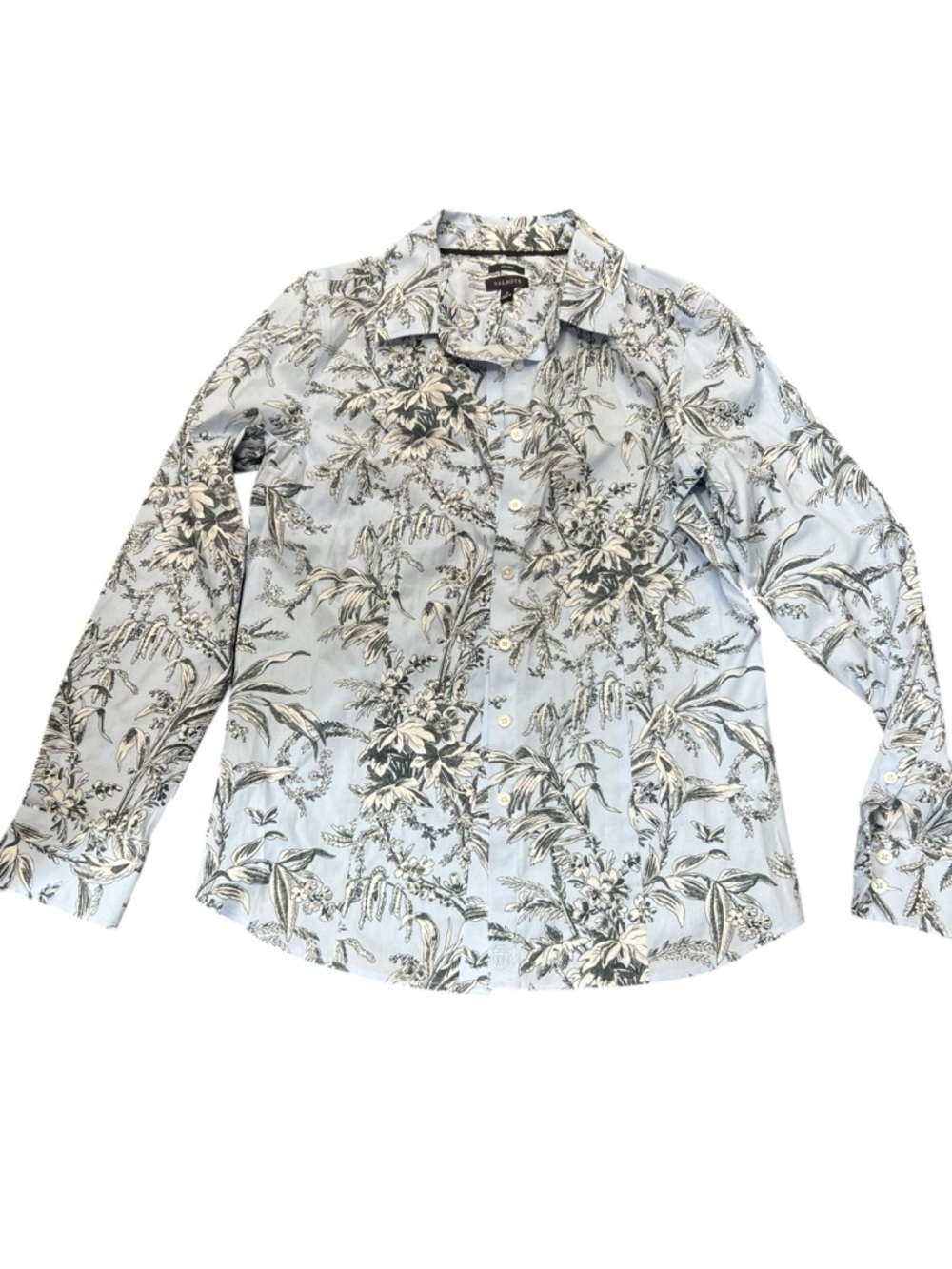 Talbots Light Blue Floral Print Button-Up Shirt